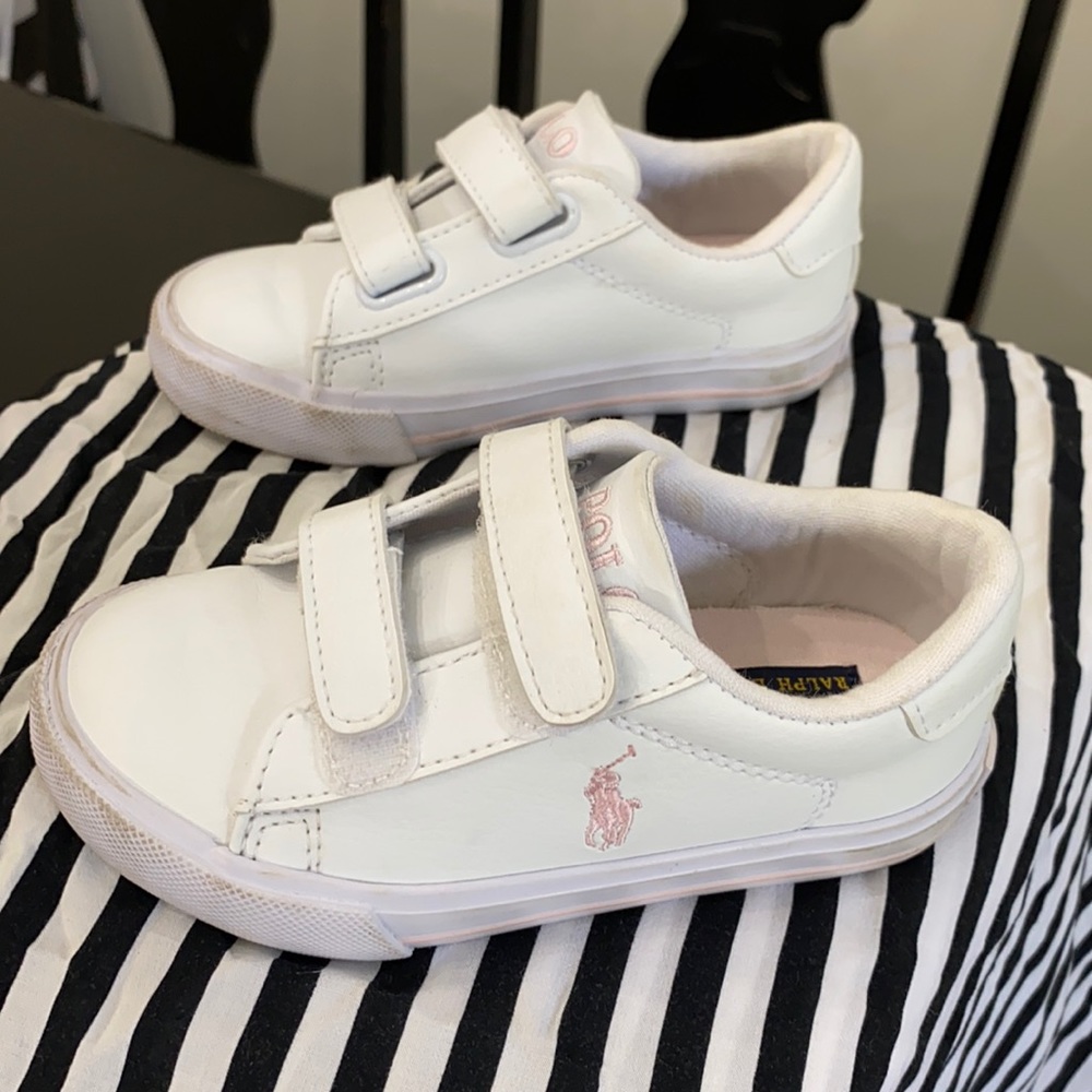 Polo pink emblem leather canvas sneaker 7.5T